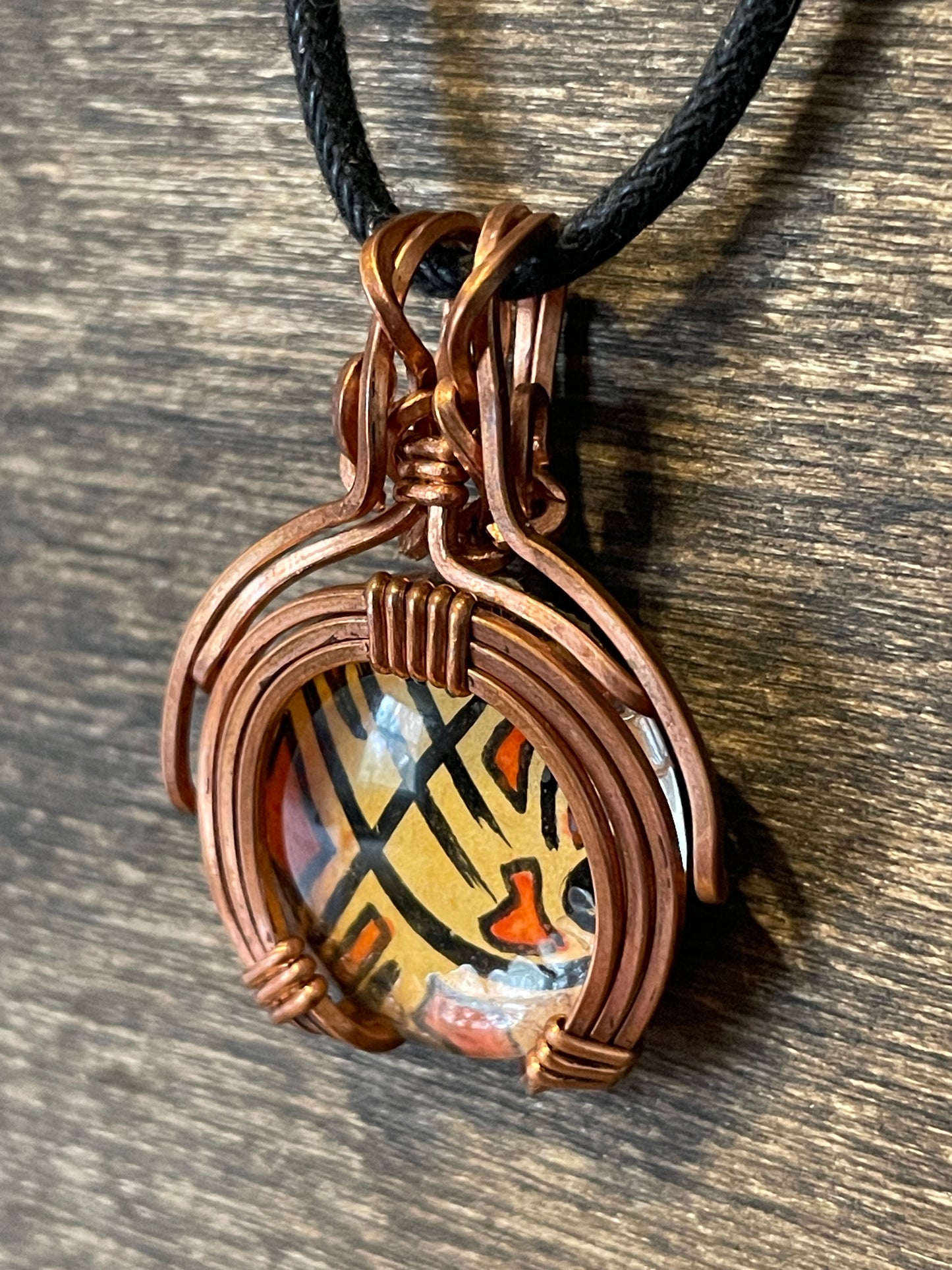 "Encapsulated" Watercolor and Copper Pendant