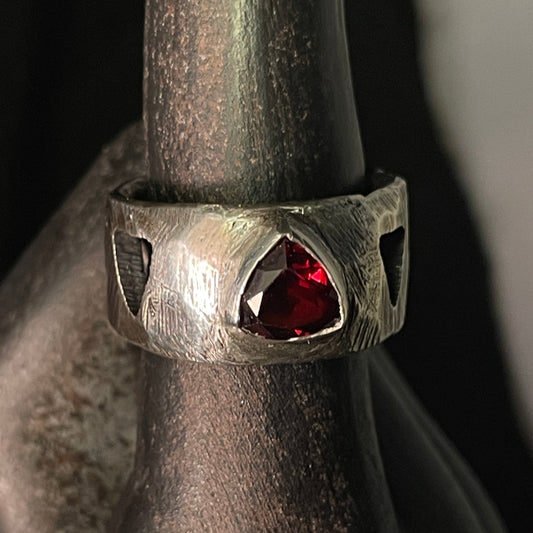 Sterling and Garnet Wedding Ring