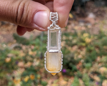 Silver mango quartz pendant